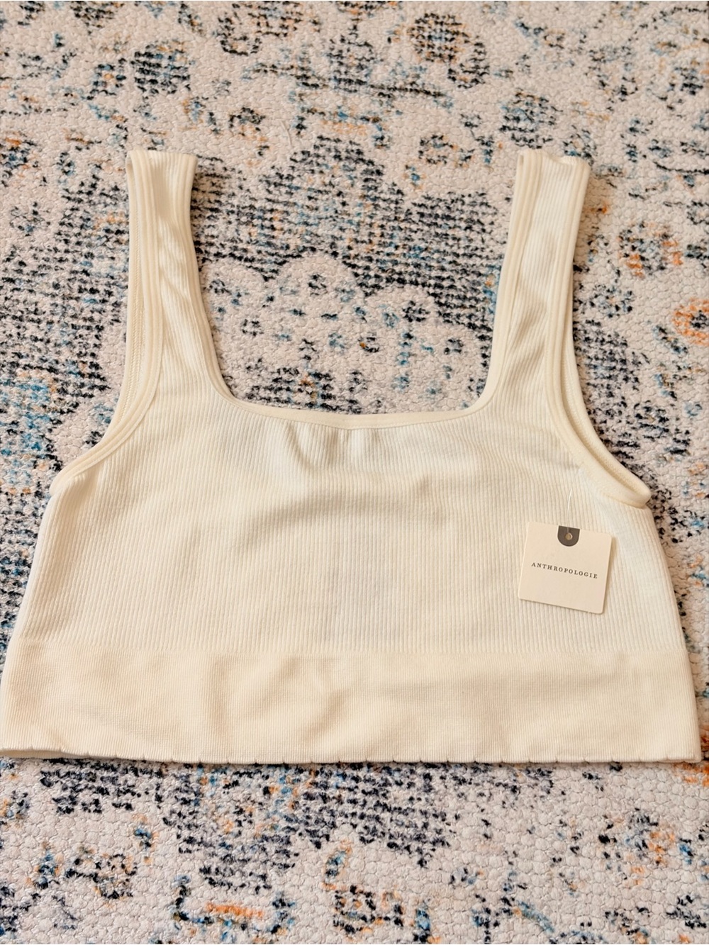 by ANTHROPOLOGIE Cream Ribbed Tank Top XXS/XS - Picture 2 of 6